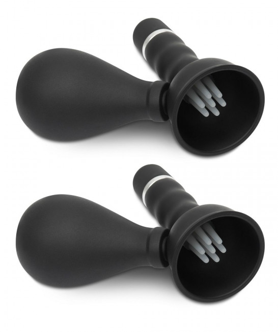 Черные вибропомпы на соски Cordless Vibrating Nipple Suckers, Pipedream