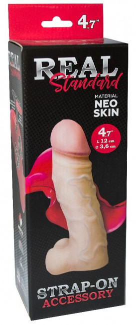Реалистичная насадка с мошонкой REAL Standard - 15,5 см., LOVETOY (А-Полимер)