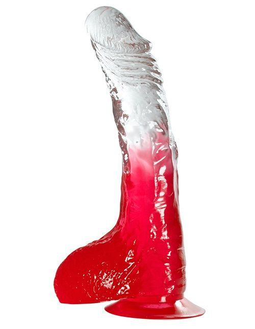 Красный фаллоимитатор с прозрачной верхней частью JELLY JOY FADE OUT DONG 8INCH - 20 см., Dream Toys