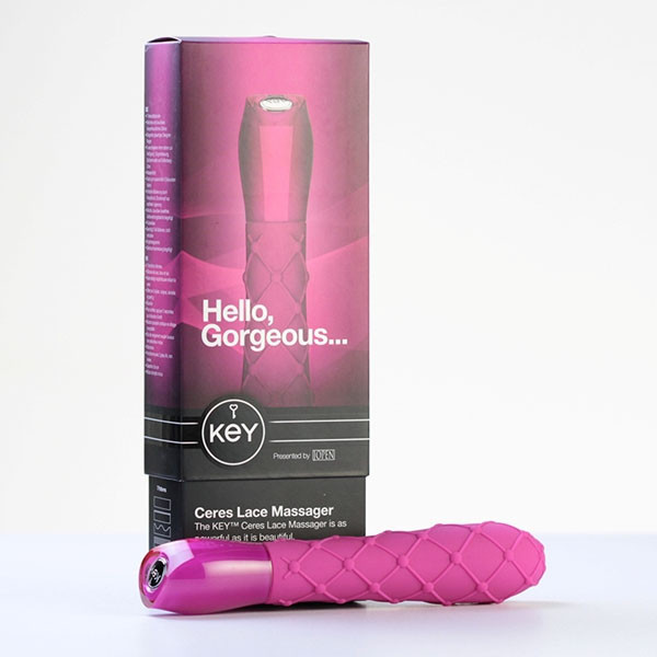 Шикарный розовый вибромассажер Ceres Lace Texture - Raspberry Pink, Jopen