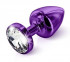 Анальная пробка с кристаллом ANNI round purple T3 фиолетового цвета - 9 см., DIOGOL