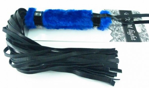 Нежная плеть с синим мехом BDSM Light - 43 см., БДСМ Арсенал
