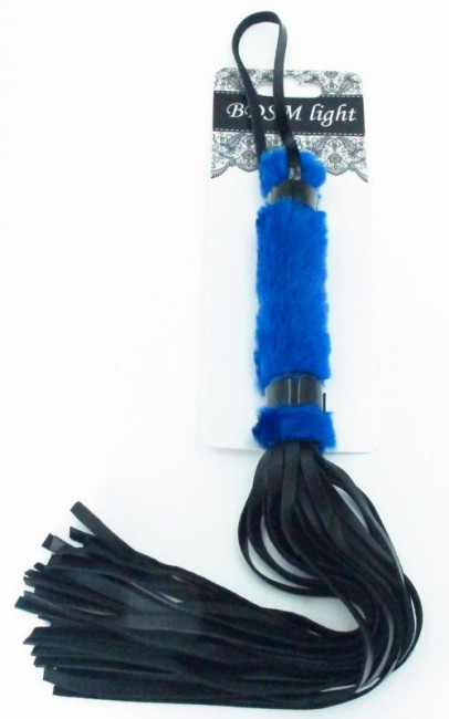 Нежная плеть с синим мехом BDSM Light - 43 см., БДСМ Арсенал Нежная плеть с синим мехом BDSM Light - 43 см., БДСМ Арсенал