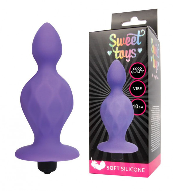 Фиолетовая коническая анальная вибровтулка - 10 см., Bior toys Фиолетовая коническая анальная вибровтулка - 10 см., Bior toys