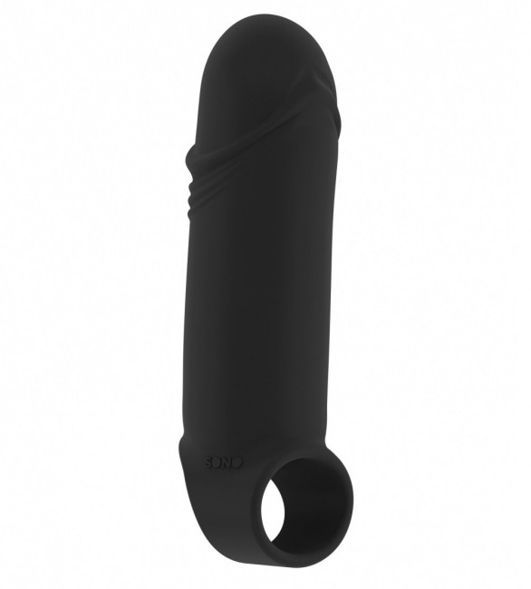Чёрная удлиняющая насадка Stretchy Thick Penis Extension No.35 - 15,2 см., Shots Media BV