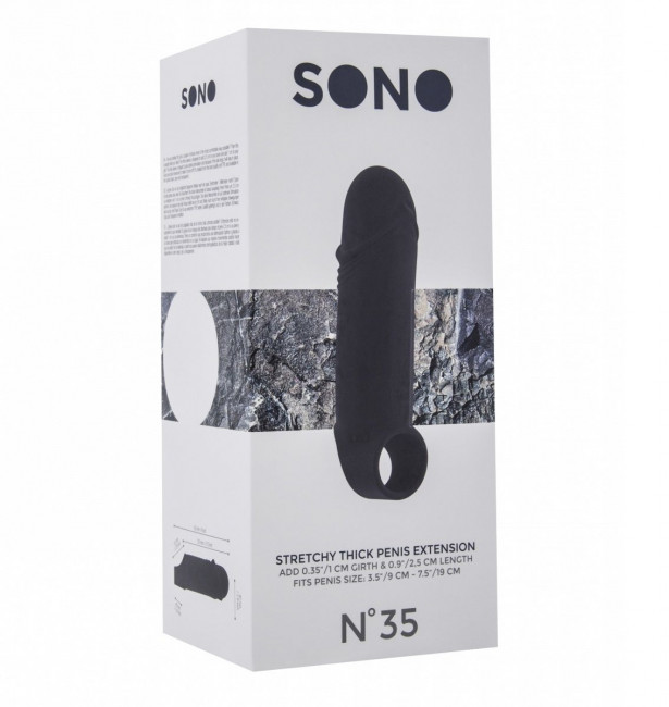 Чёрная удлиняющая насадка Stretchy Thick Penis Extension No.35 - 15,2 см., Shots Media BV