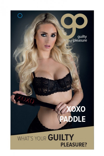 Чёрный пэддл с красной надписью XOXO Paddle - 32 см., Blush Novelties Чёрный пэддл с красной надписью XOXO Paddle - 32 см., Blush Novelties