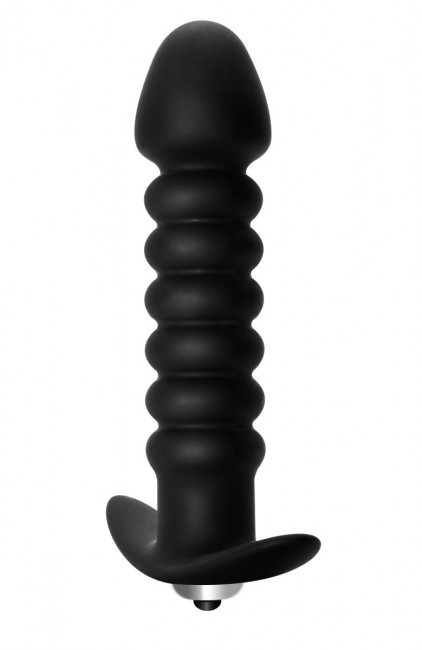 Чёрная анальная пробка с вибрацией Twisted Anal Plug - 13 см., Lola toys Чёрная анальная пробка с вибрацией Twisted Anal Plug - 13 см., Lola toys