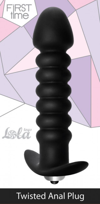 Чёрная анальная пробка с вибрацией Twisted Anal Plug - 13 см., Lola toys Чёрная анальная пробка с вибрацией Twisted Anal Plug - 13 см., Lola toys