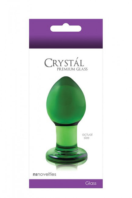 Зеленая стеклянная анальная пробка Crystal Medium - 7,5 см., NS Novelties