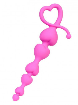 Розовая силиконовая анальная цепочка Sweety - 18,5 см., ToyFa