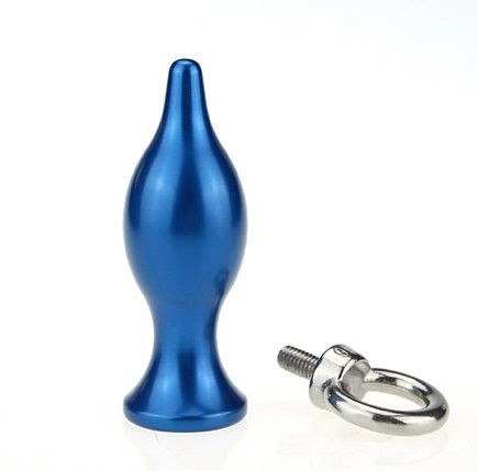 Синяя металлическая анальная пробка с кольцом - 7 см., 4sexdreaM Синяя металлическая анальная пробка с кольцом - 7 см., 4sexdreaM