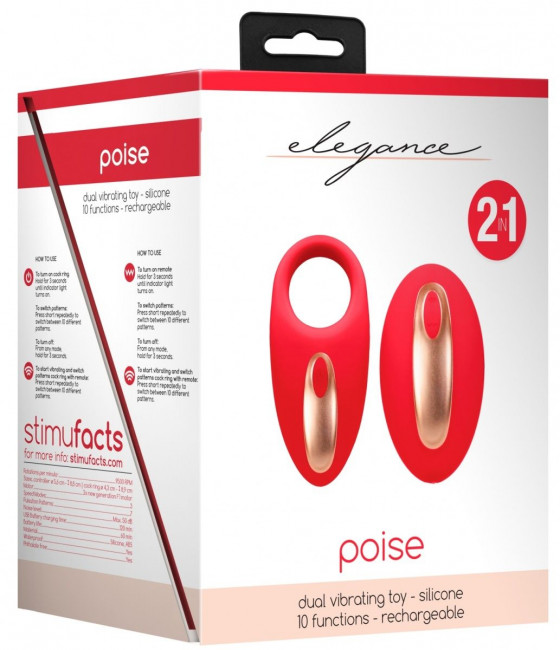 Красное эрекционное виброкольцо Poise с пультом, Shots Media BV