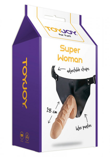 Телесный страпон SUPERWOMAN STRAP-ON - 18 см., Toy Joy Телесный страпон SUPERWOMAN STRAP-ON - 18 см., Toy Joy