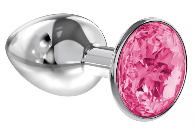 Малая серебристая анальная пробка Diamond Pink Sparkle Small с розовым кристаллом - 7 см., Lola toys Малая серебристая анальная пробка Diamond Pink Sparkle Small с розовым кристаллом - 7 см., Lola toys