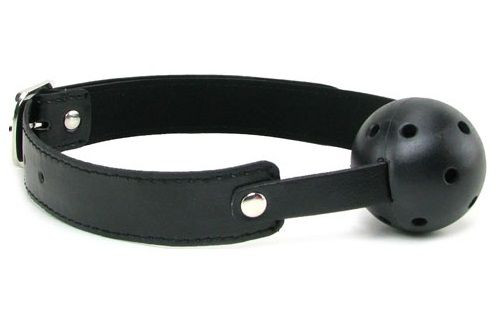 Чёрный пластиковый кляп-шар Breathable Ball Gag, Sportsheets
