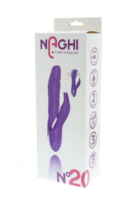 Фиолетовый ротатор NAGHI NO.20 RECHARGEABLE DUO VIBRATOR с клиторальным отростком, Tonga