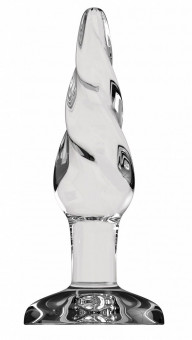 Прозрачная витая анальная пробка Bottom Line 5" Model 5 Glass - 13 см., Shots Media BV