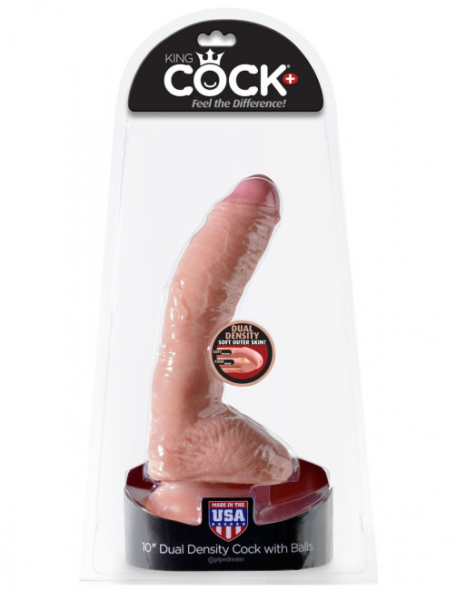 Телесный загнутый фаллоимитатор Dual Density 10" Cock - 25,4 см., Pipedream