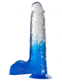 Синий фаллоимитатор с прозрачной верхней частью JELLY JOY FADE OUT DONG 7INCH - 17,8 см., Dream Toys