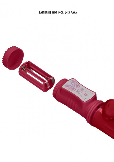 Красный вибратор-кролик Rotating Bubbles - 23,2 см.