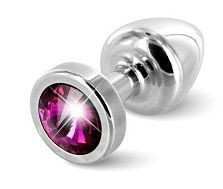 Серебристая пробка с малиновым кристаллом ANNI round Silver T1 Fuschia - 6 см., DIOGOL Серебристая пробка с малиновым кристаллом ANNI round Silver T1 Fuschia - 6 см., DIOGOL