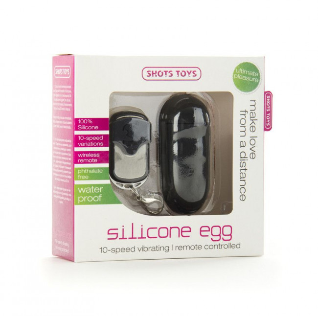 Чёрное виброяйцо Silicone Remote controlled Egg с дистанционным управлением, Shots Media BV Чёрное виброяйцо Silicone Remote controlled Egg с дистанционным управлением, Shots Media BV
