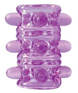 Открытая фиолетовая насадка на пенис Crystal Sleeve - 5,5 см., Bior toys