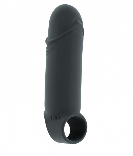 Серая удлиняющая насадка Stretchy Thick Penis Extension No.35 - 15,2 см., Shots Media BV