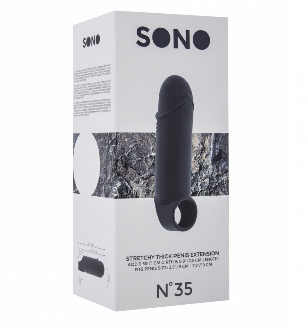 Серая удлиняющая насадка Stretchy Thick Penis Extension No.35 - 15,2 см., Shots Media BV