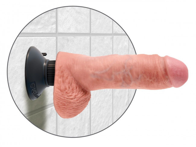Вибромассажер со съёмной присоской 8" Vibrating Cock with Balls - 20,3 см., Pipedream