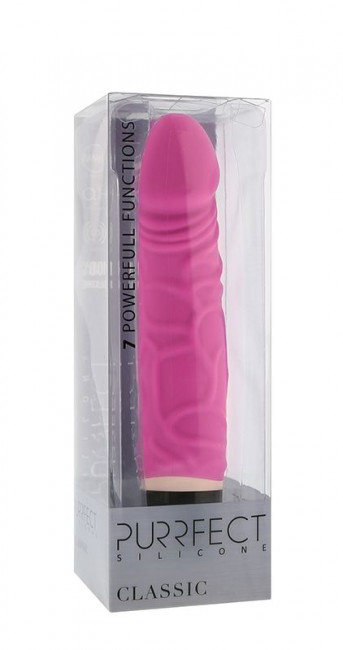 Ярко-розовый вибратор PURRFECT SILICONE CLASSIC 6.5INCH - 16,5 см., Dream Toys Ярко-розовый вибратор PURRFECT SILICONE CLASSIC 6.5INCH - 16,5 см., Dream Toys