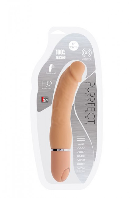 Телесный силиконовый вибратор-реалистик PURRFECT SILICONE BENDABLE 10FUNCTIONS - 15 см., Dream Toys Телесный силиконовый вибратор-реалистик PURRFECT SILICONE BENDABLE 10FUNCTIONS - 15 см., Dream Toys
