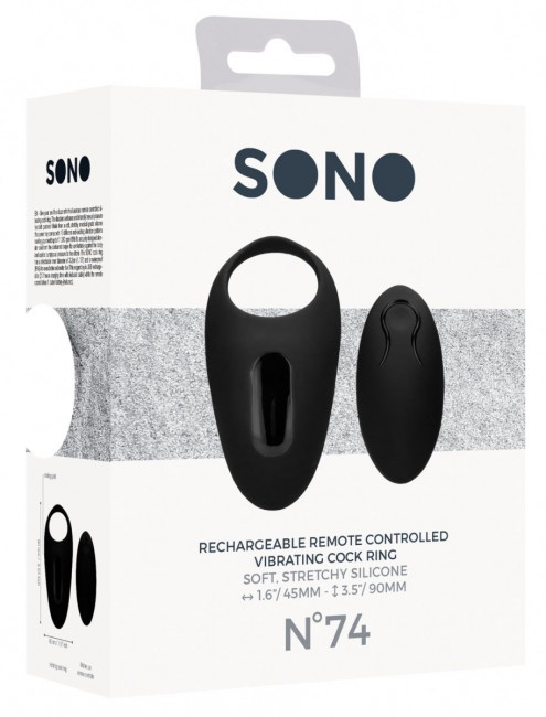 Черное эрекционное кольцо SONO №74 с пультом, Shots Media BV