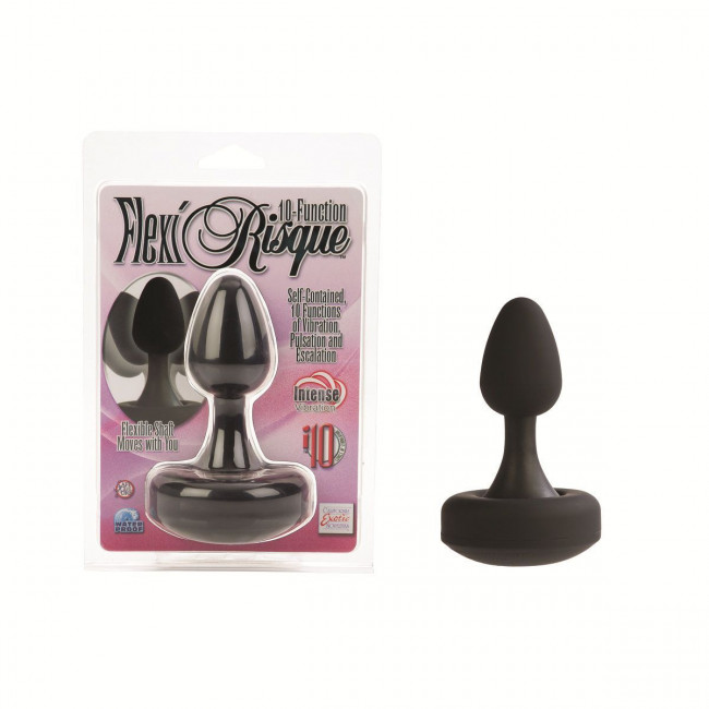Чёрный анальный плаг с 10 функциями FLEXI RISQUE - 11 см., California Exotic Novelties