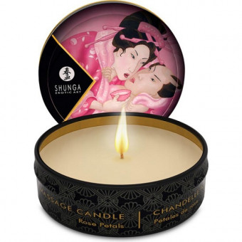 Массажная свеча Rose Petals с ароматом розы - 30 мл., Shunga