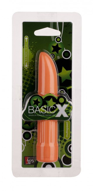 Оранжевый классический вибратор BASICX MULTISPEED VIBRATOR ORANGE 5INCH - 13 см., Dream Toys Оранжевый классический вибратор BASICX MULTISPEED VIBRATOR ORANGE 5INCH - 13 см., Dream Toys