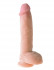 Телесный фаллоимитатор с мошонкой Dual Density 10" Fat Cock with Balls - 25,4 см., Pipedream