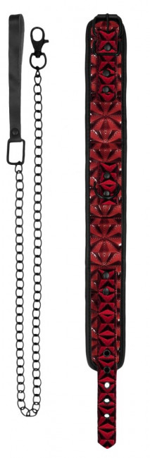 Красно-черный широкий ошейник с поводком Luxury Collar with Leash Красно-черный широкий ошейник с поводком Luxury Collar with Leash
