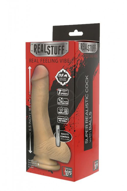 Реалистичный телесный вибромассажёр REALSTUFF 6.5INCH VIBRATOR - 16,5 см., Dream Toys
