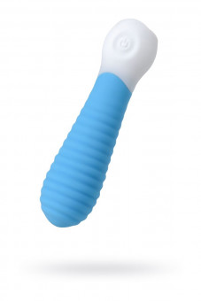 Голубой мини-вибратор S-HANDE MINI 2 с ребрами - 11,8 см., S-HANDE