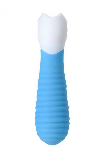 Голубой мини-вибратор S-HANDE MINI 2 с ребрами - 11,8 см., S-HANDE