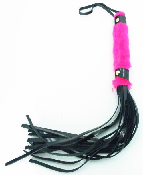 Плеть из лака с розовым мехом BDSM Light - 43 см., БДСМ Арсенал