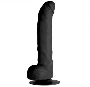 Чёрный вибратор-реалистик с присоской PURRFECT SILICONE DELUXE ONE TOUCH 8INCH - 20 см., Dream Toys