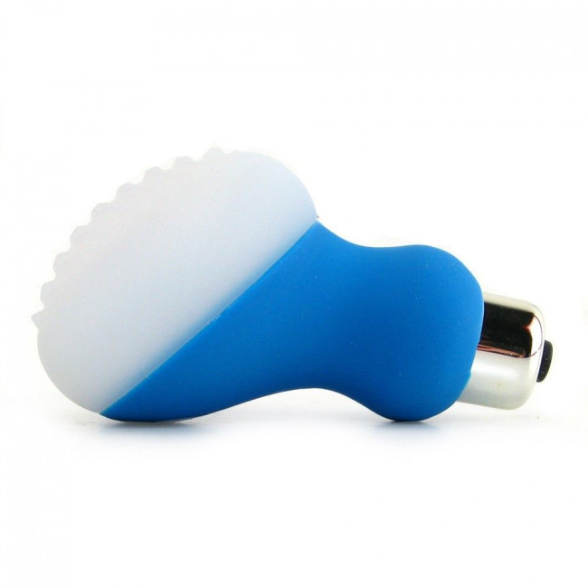 Голубой мини-вибратор Posh Silicone Ice Massager Wave со съемной насадкой для заморозки, California Exotic Novelties