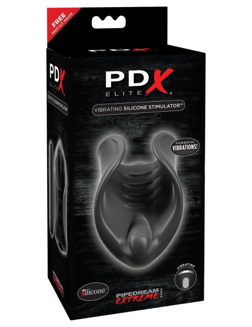Чёрный мастурбатор Vibrating Silicone Stimulator с вибрацией, Pipedream