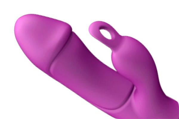Фиолетовый вибратор Ares с клиторальным отростком - 19,8 см., Adrien Lastic
