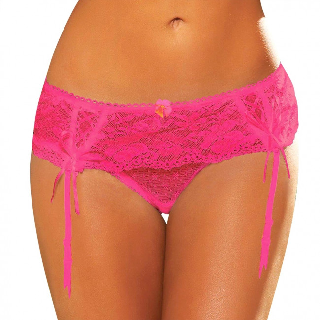 Розовые трусики с подвязками для чулок, Hustler Lingerie