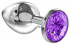 Малая серебристая анальная пробка Diamond Purple Sparkle Small с фиолетовым кристаллом - 7 см., Lola toys