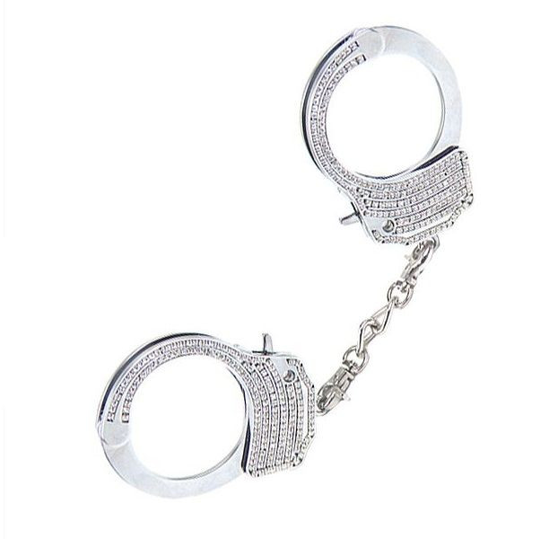 Серебристые наручники Romfun из металла со стразами, Romfun Серебристые наручники Romfun из металла со стразами, Romfun